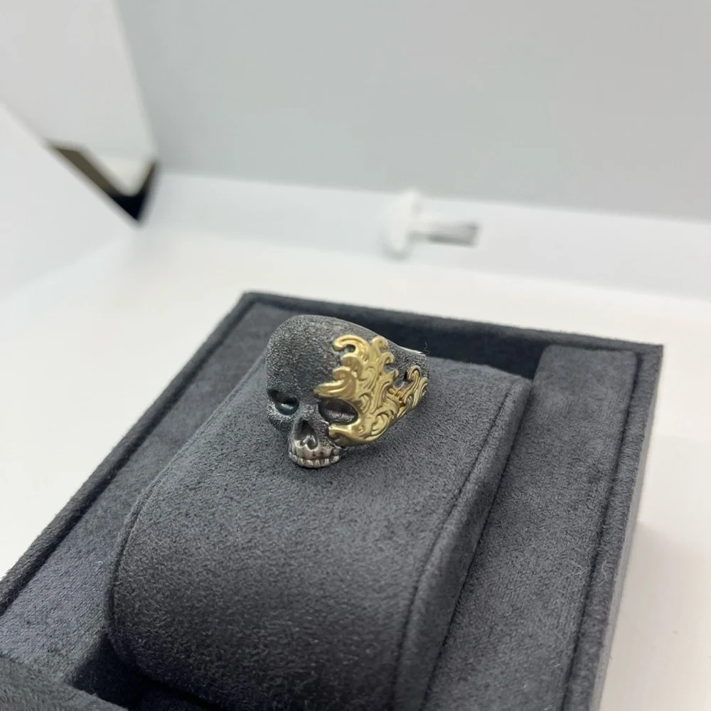 David Yurman Men's Skull Ring with 18k yellow gold